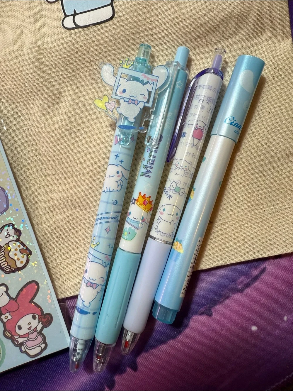 Sanrio Pastel Blue Tote & Cinnamoroll Sticker Stationery Set